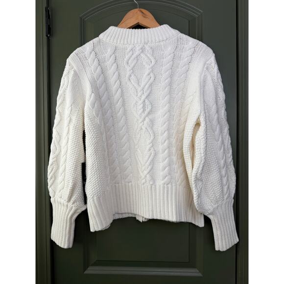 NWT Tuckernuck Ivory Cotton Colette Cable Knit Cardigan Cream Off-White Cozy XXL - Picture 6 of 9